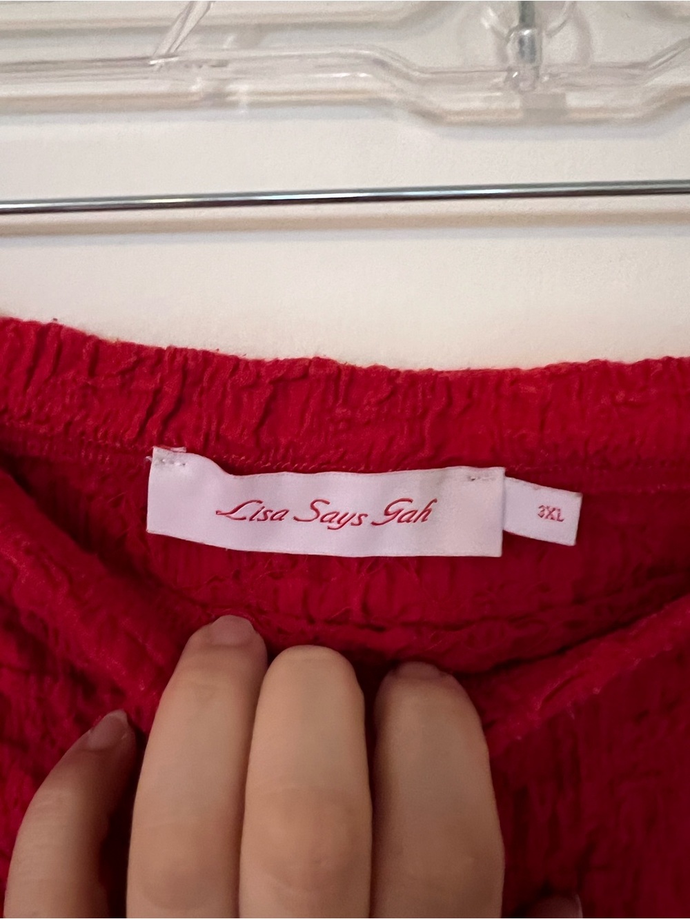 Lisa Says Gah Red Textured Midi Skirt